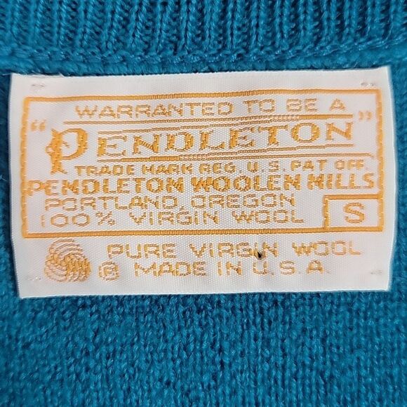 Pendleton Woolen Mills made in USA Vintage size S Teal/Purple Sweater Vest Wool - Picture 3 of 4